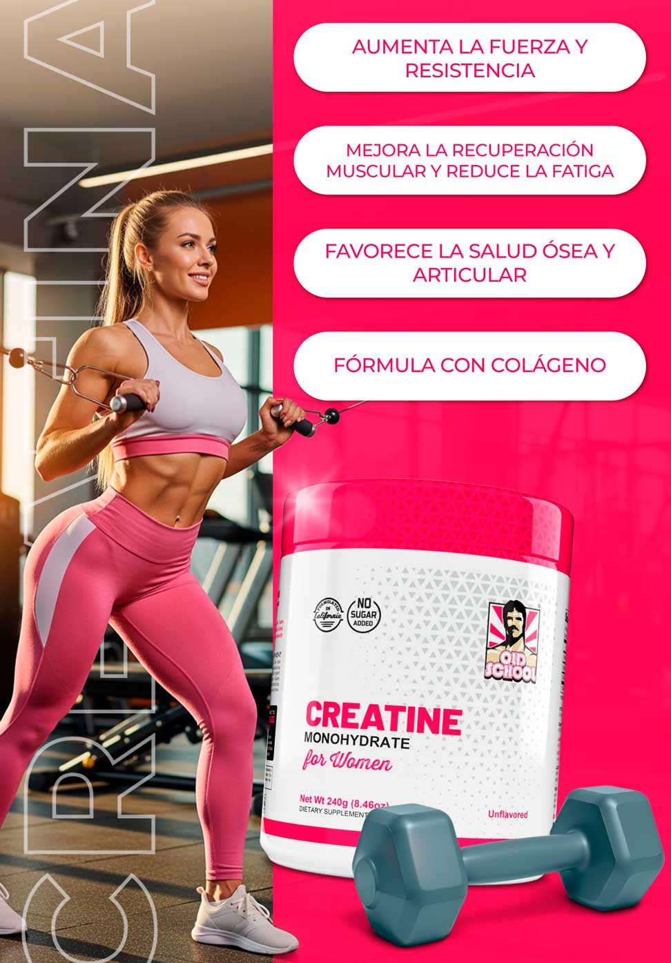 Creatina Monohidratada OLD SCHOOL - Activa Tus Curvas, Despierta Tu Figura