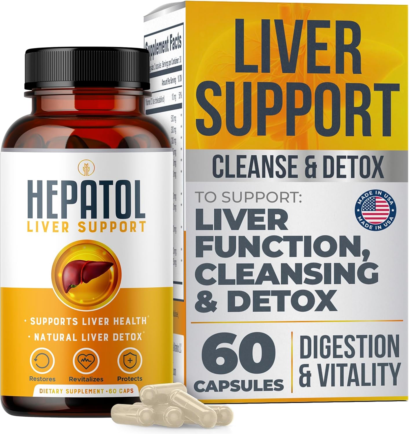 Amazon.com: Hepatol - Desintoxicación de limpieza hepática - Suplemento hepático de hierbas con cúrcuma; L-cisteína desintoxicante apoya la salud del hígado; digestión saludable - Suplementos de limpieza de desintoxicación de apoyo hepático - 60 unidades 