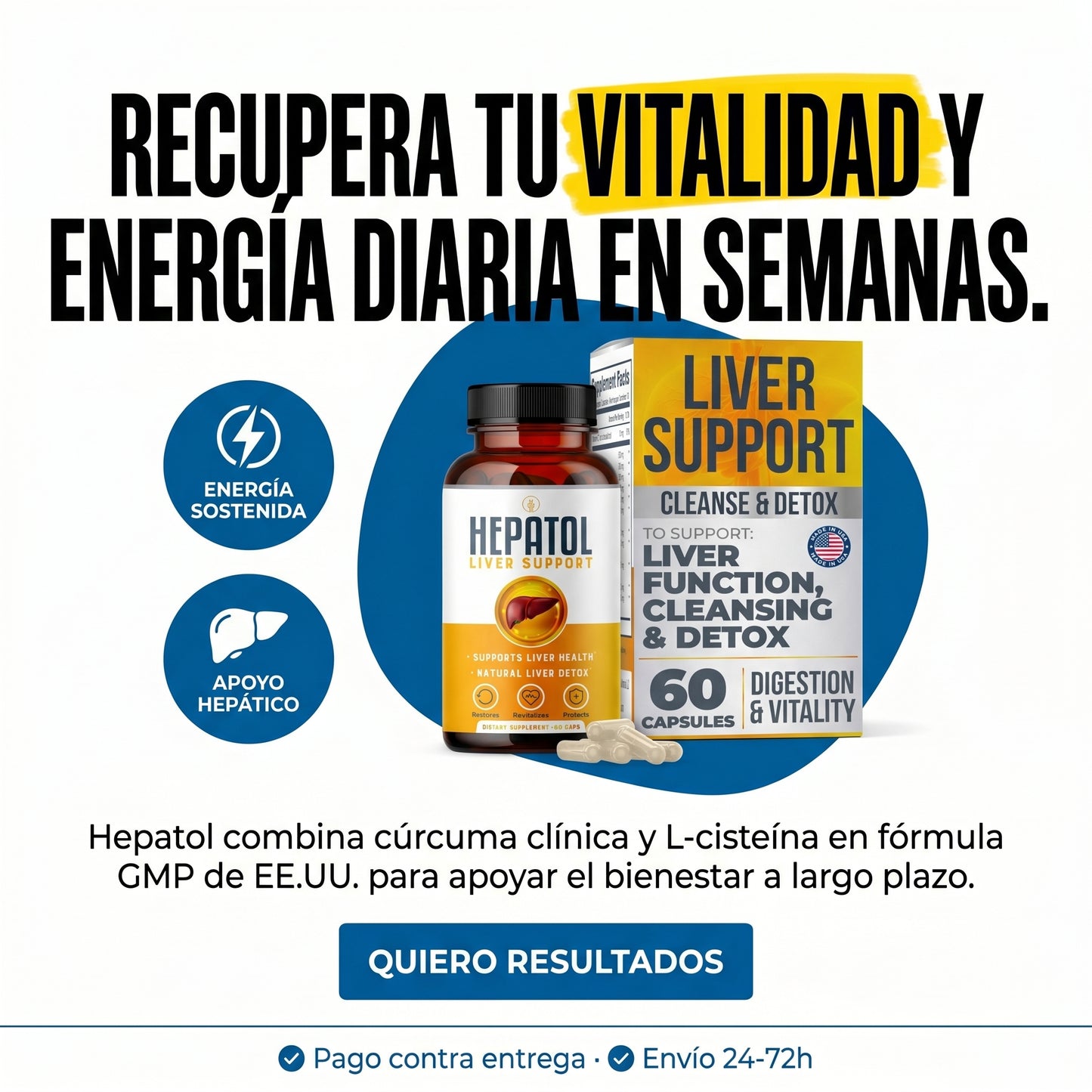 Amazon.com: Hepatol - Desintoxicación de limpieza hepática - Suplemento hepático de hierbas con cúrcuma; L-cisteína desintoxicante apoya la salud del hígado; digestión saludable - Suplementos de limpieza de desintoxicación de apoyo hepático - 60 unidades  — ad benefit-mechanism