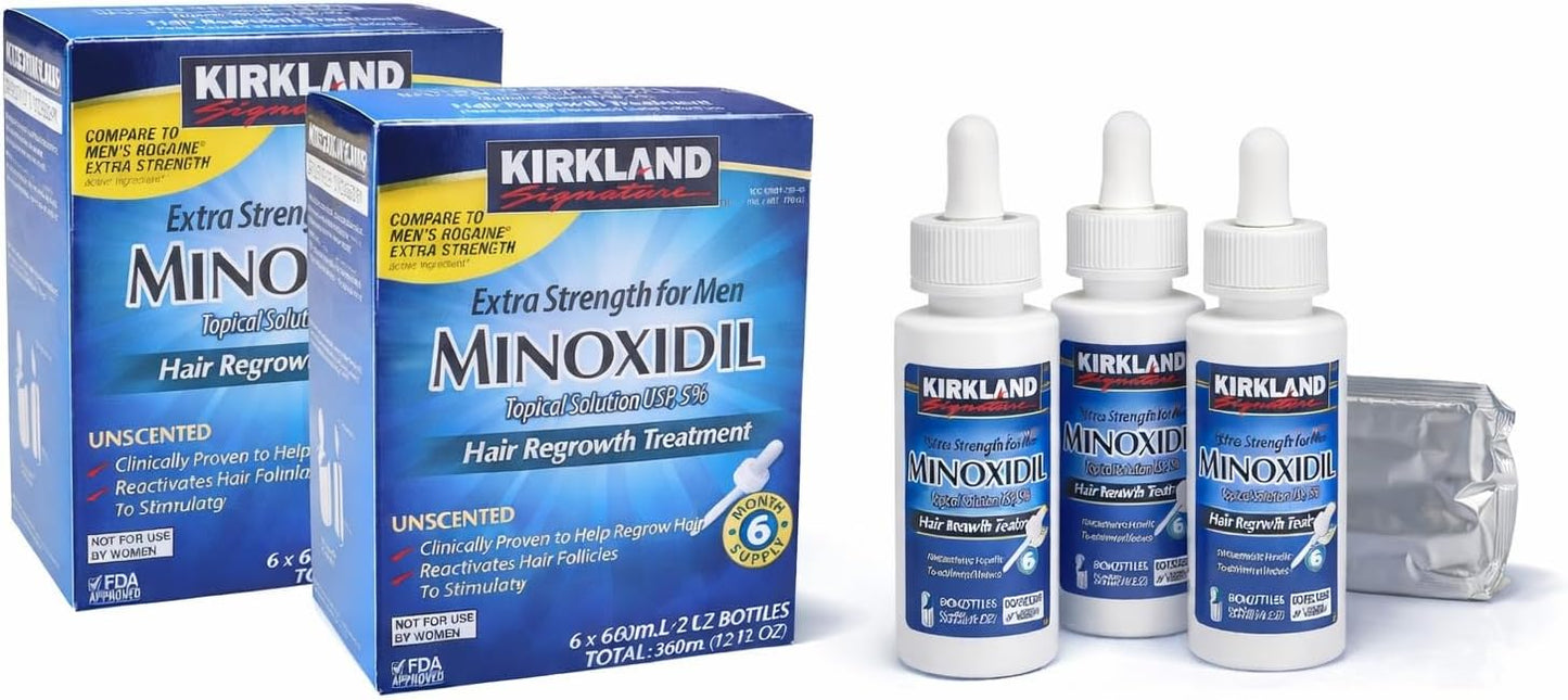 Amazon.com: Kirkland Minoxidil 5% Fuerza Extra Recrecimiento del Cabello para Hombres (Suministro para 12 Meses) : Belleza y Cuidado Personal