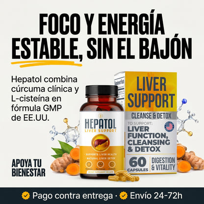 Amazon.com: Hepatol - Desintoxicación de limpieza hepática - Suplemento hepático de hierbas con cúrcuma; L-cisteína desintoxicante apoya la salud del hígado; digestión saludable - Suplementos de limpieza de desintoxicación de apoyo hepático - 60 unidades  — carrusel card-3-mechanism