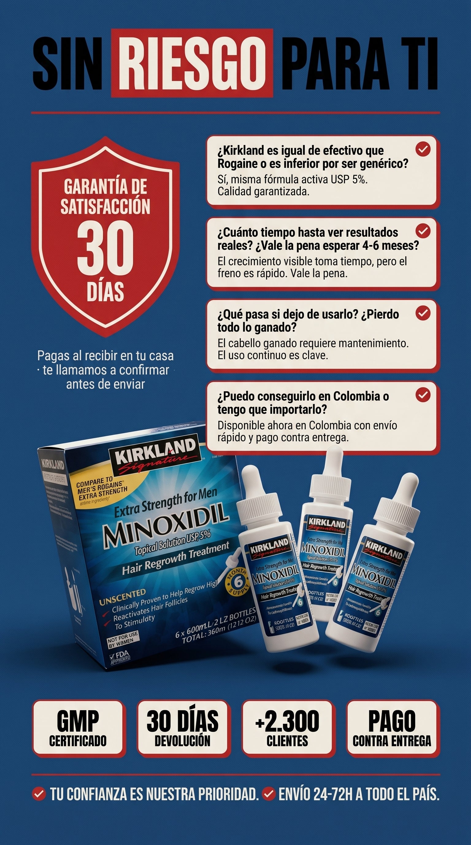 Amazon.com: Kirkland Minoxidil 5% Fuerza Extra Recrecimiento del Cabello para Hombres (Suministro para 12 Meses) : Belleza y Cuidado Personal — guarantee-faq