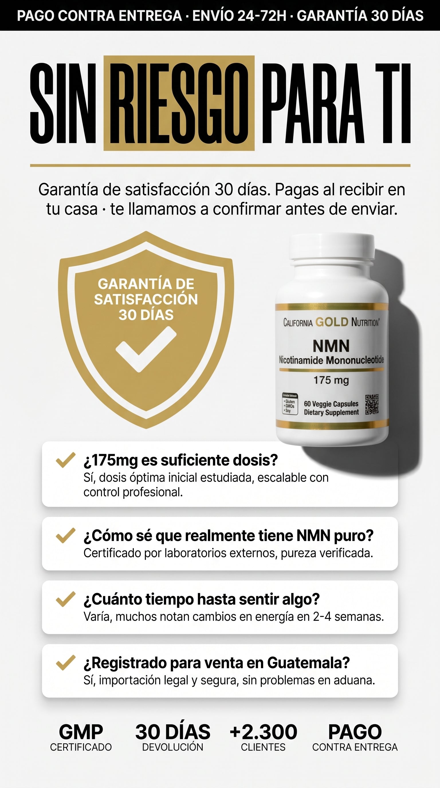 California Gold Nutrition Nmn 175mg 60caps — guarantee-faq