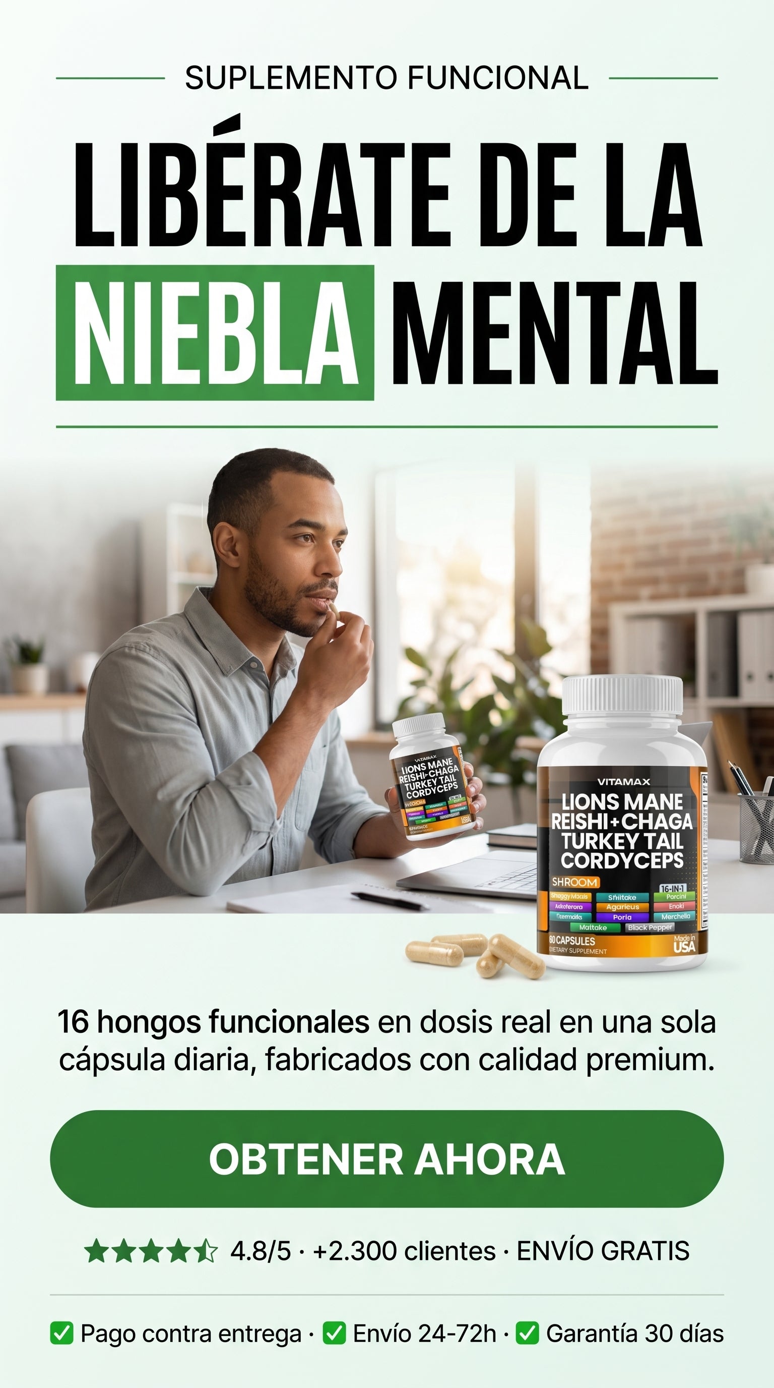 Amazon.com: Vitamax Seta de melena de león, cola de pavo, Chaga y Reishi, Cordyceps Shiitake White Elm King Trompeta Nameko Oyster Porcini Focus & Energy - Fabricado en Estados Unidos : Salud y Hogar — hero