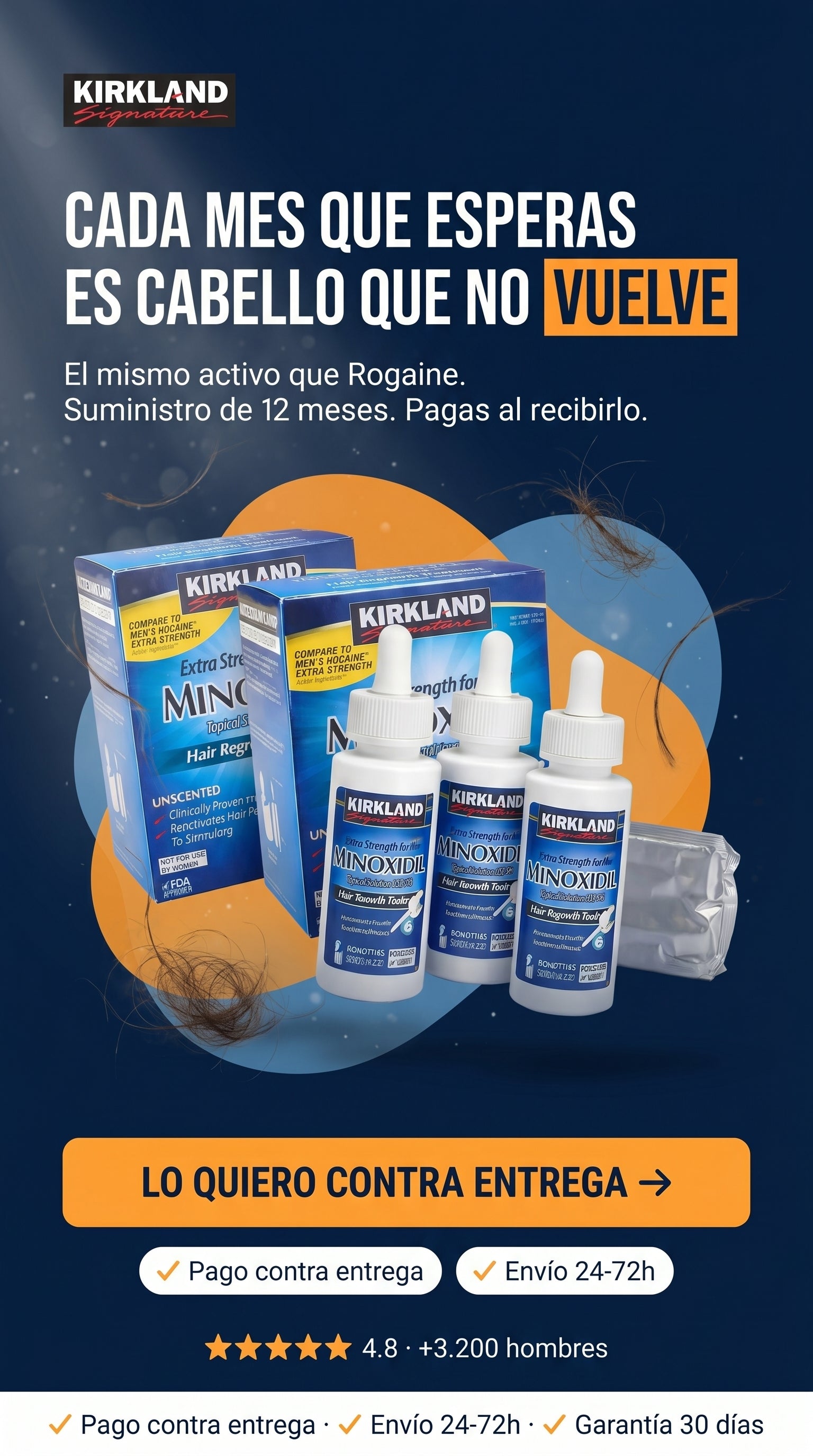 Amazon.com: Kirkland Minoxidil 5% Fuerza Extra Recrecimiento del Cabello para Hombres (Suministro para 12 Meses) : Belleza y Cuidado Personal — hero