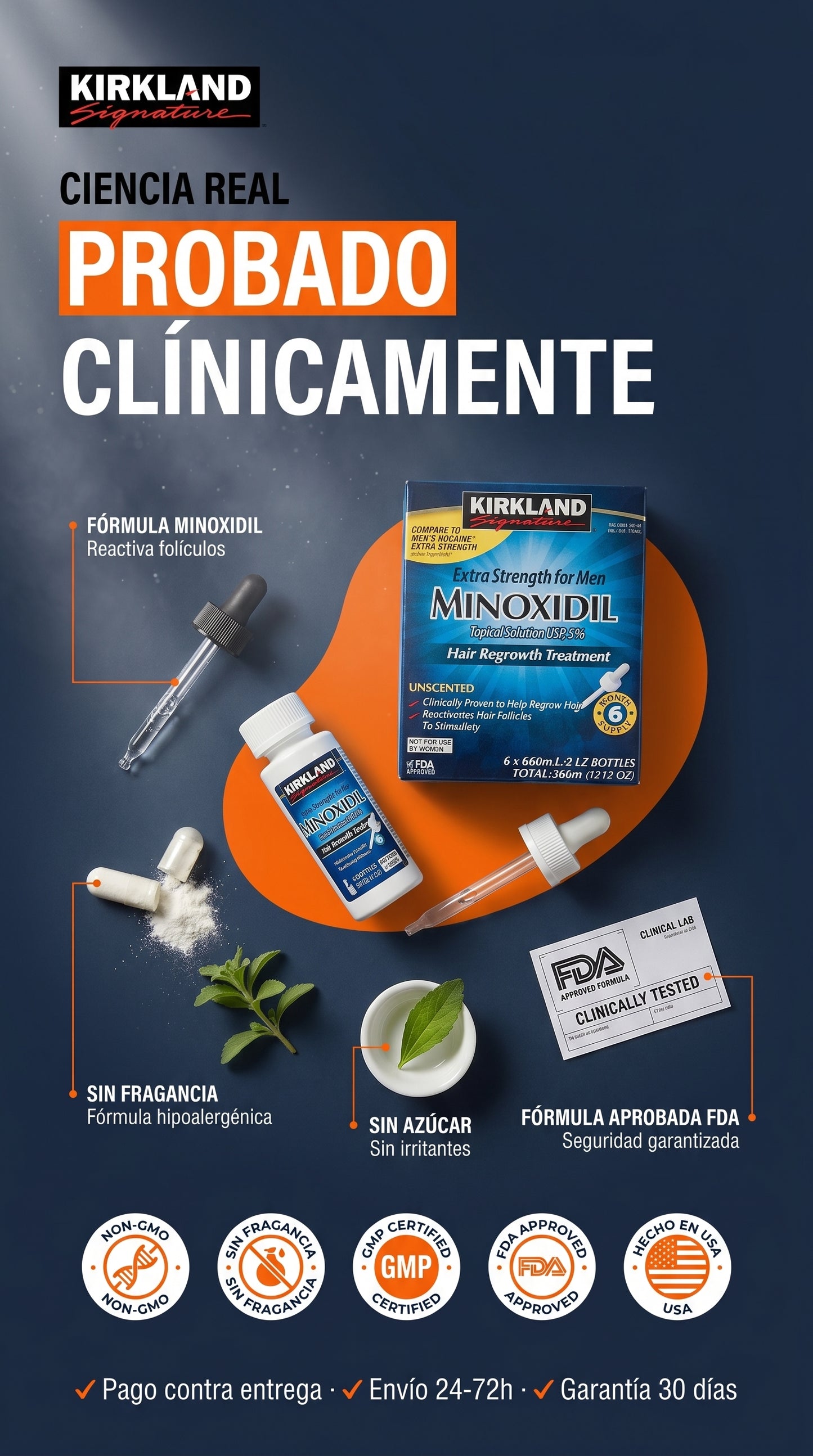 Amazon.com: Kirkland Minoxidil 5% Fuerza Extra Recrecimiento del Cabello para Hombres (Suministro para 12 Meses) : Belleza y Cuidado Personal — materials-ingredients