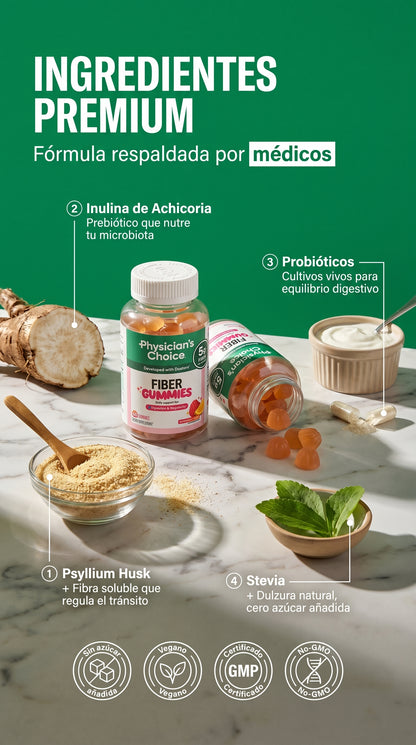 Amazon.com: Gomitas de fibra Physician’s Choice para la salud digestiva y regularidad — materials-ingredients