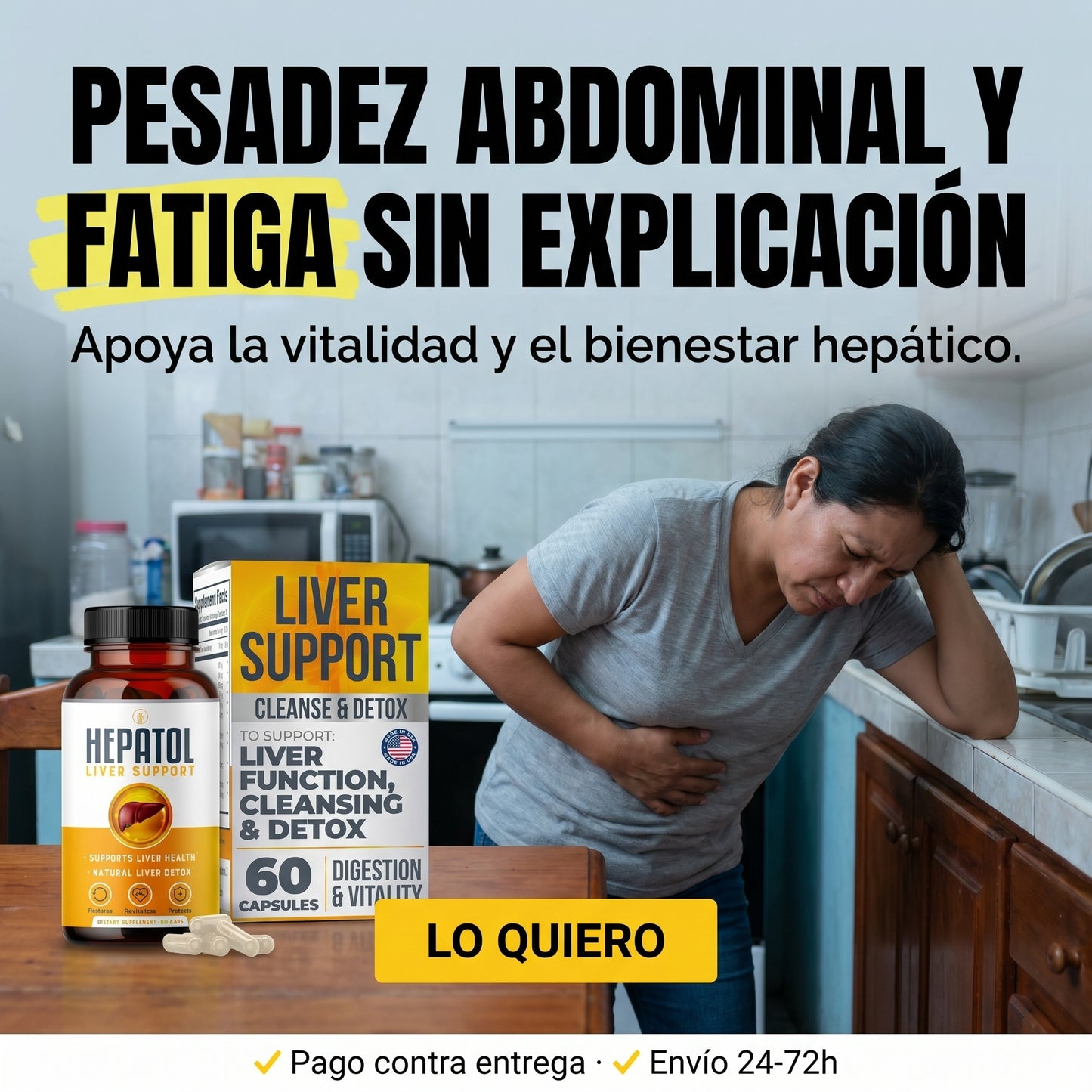 Amazon.com: Hepatol - Desintoxicación de limpieza hepática - Suplemento hepático de hierbas con cúrcuma; L-cisteína desintoxicante apoya la salud del hígado; digestión saludable - Suplementos de limpieza de desintoxicación de apoyo hepático - 60 unidades  — ad problem-hook